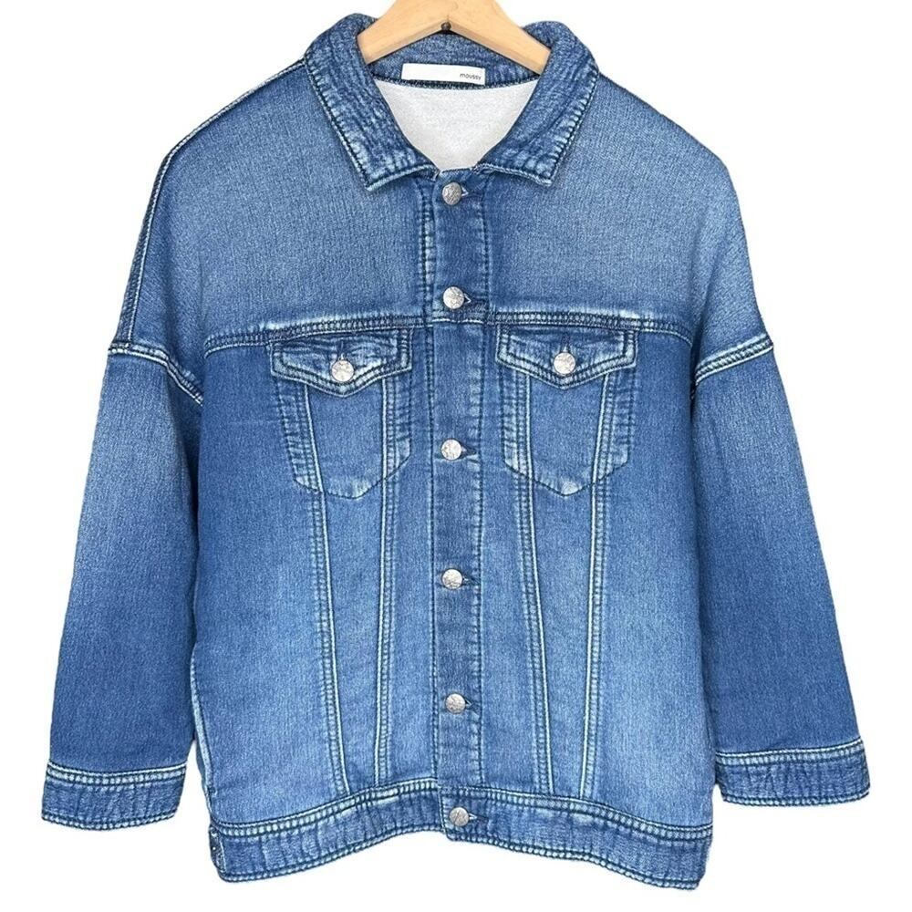 Moussy x iSKO Blue Future Face Denim Next Collab Medium Wash Jean Jacket